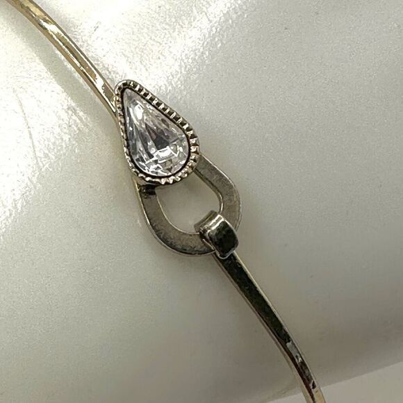 Gold tone rhinestone bangle bracelet - Picture 6 of 7